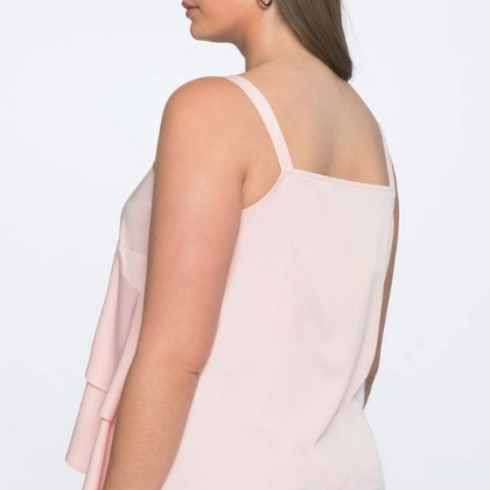 ๐HP๐NWT Eloquii Pink Layered Ruffled Top Sz 16 - Picture 2 of 12